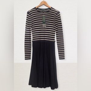❌sold❌ $225 Lauren Ralph Lauren MERINO WOOL Striped Sweater Dress Size Small